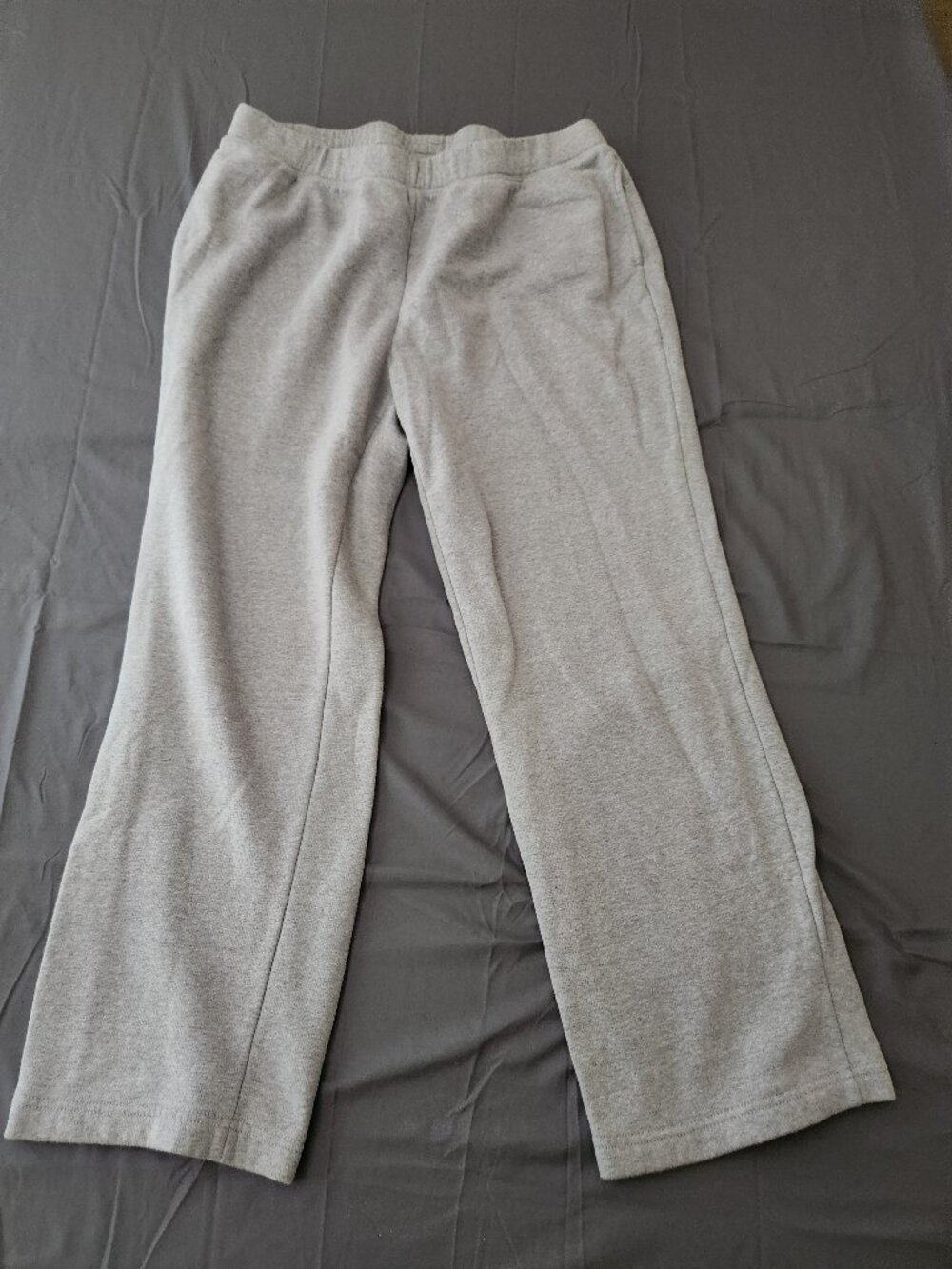 Karen Scott Sport Gray Fleece Open Bottom Lounge Pants 1X